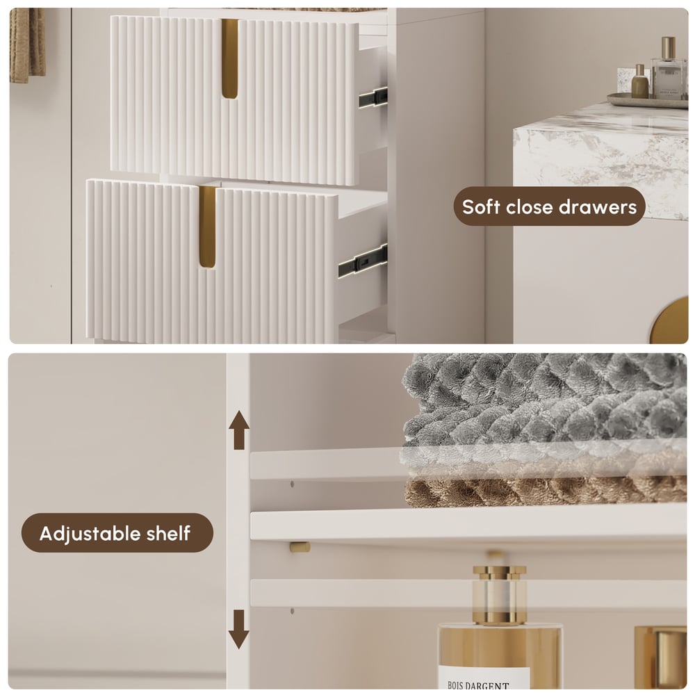 Artis 59" Bathroom Storage Cabinet – Freestanding Linen Tower with 2 Drawers & 2 Doors window image