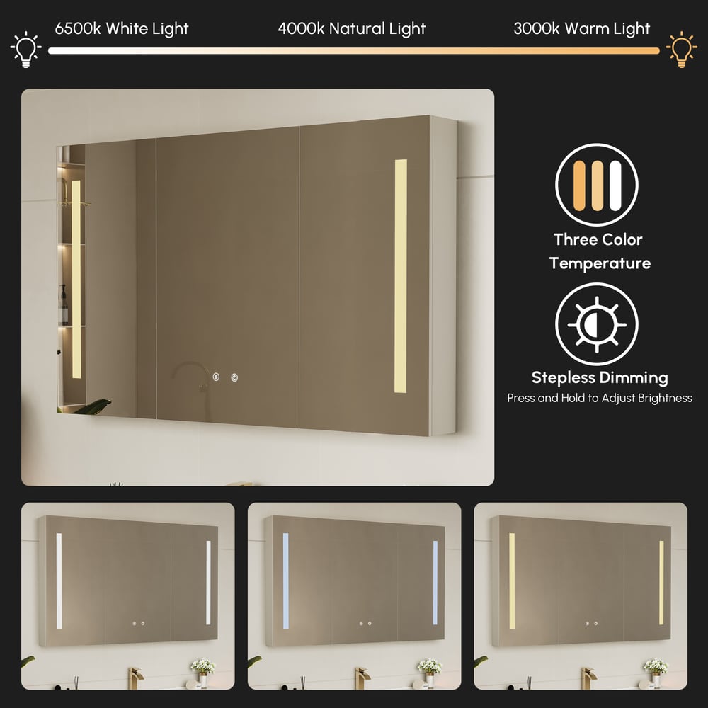 47" Modern Wall-mounted LED Bathroom Medicine Cabinet Vanity Mirror with Storage window image