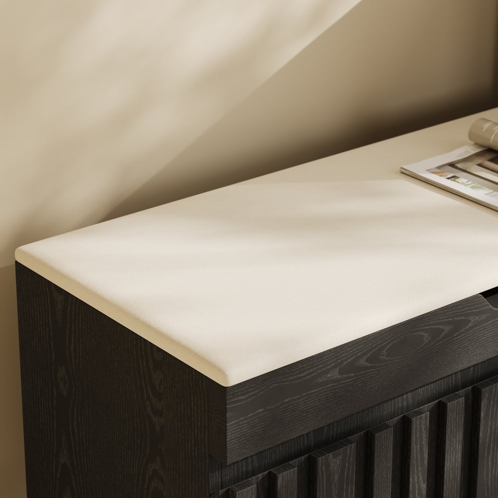 Aura 47” Wooden Shoe Storage Bench with Right-Side Cabinet for Entryway window image