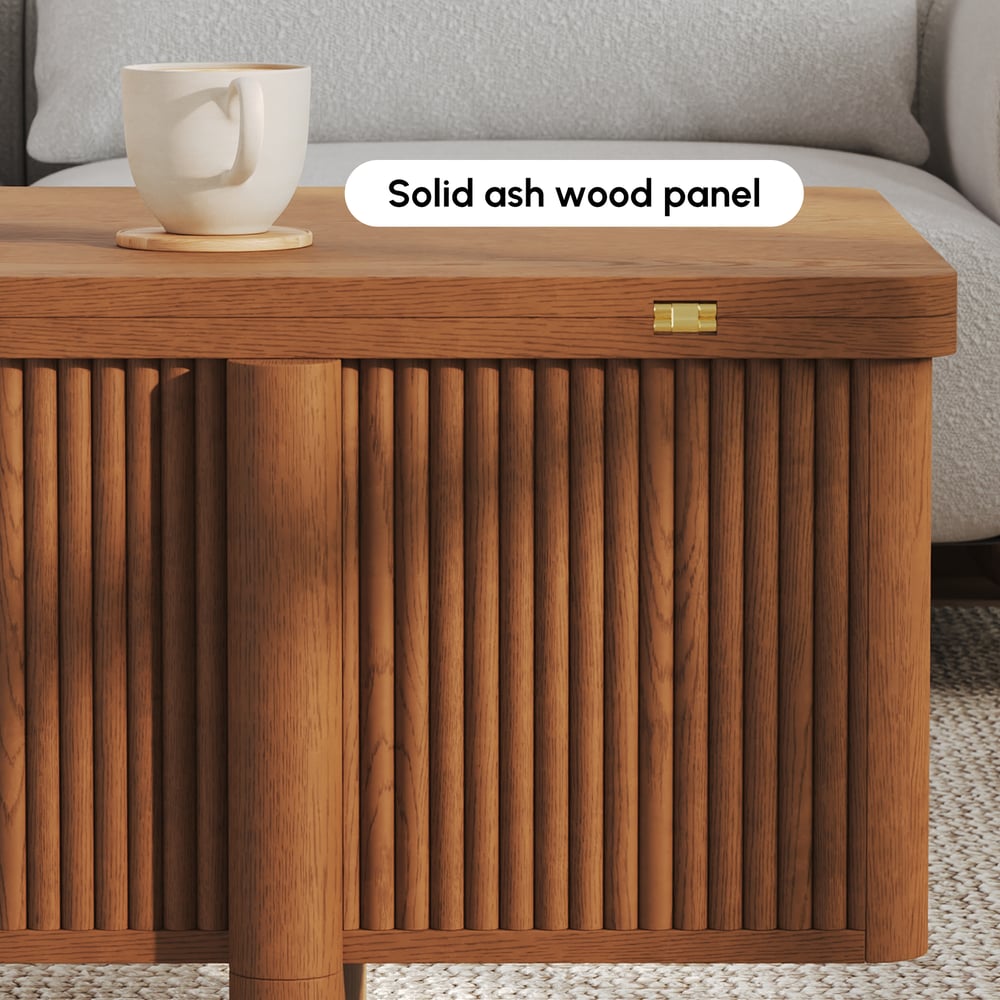 47" Fluted Lift-Top Walnut Coffee Table with 2 Drawers window image