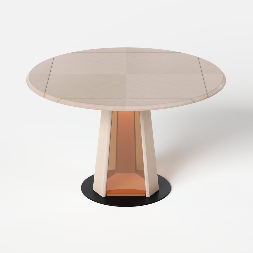 36"-47" Solid Whitewash Wood Extendable Dining Table with Light window image