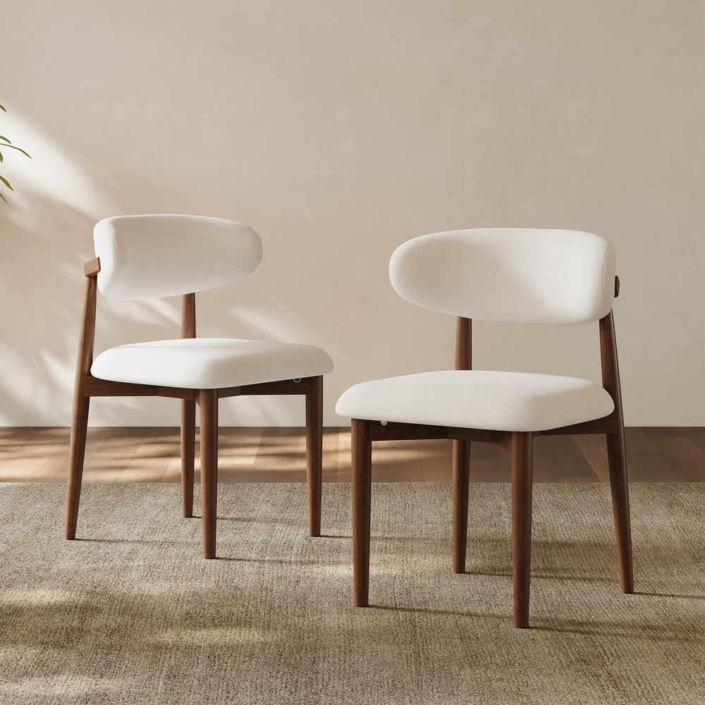 Nowoczesne krzesło do jadalni z drewna orzechowego i lnu, z nogami z drewna kauczukowego, 1 sztuka obraz okna