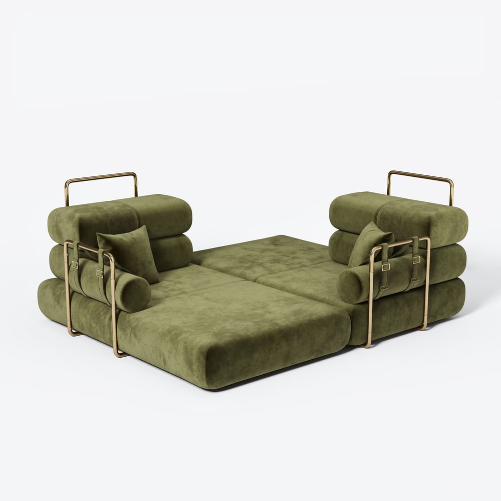 Canapé-lit convertible Humply 170 cm 2 places en velours chenille 4 en 1 image de fenêtre