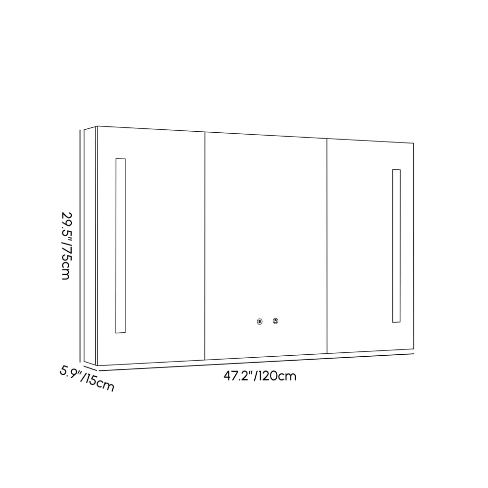 120cm Modern Wall-mounted LED Bathroom Medicine Cabinet Vanity Mirror with Storage weights dimensions image