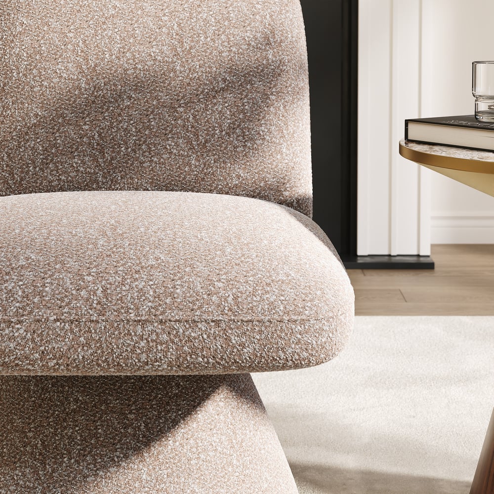 18" Performance Boucle Upholstered Swivel Slipper Accent Chair window image