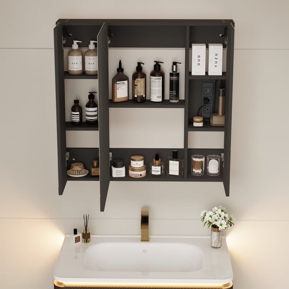 31.5" Modern Wall-mounted LED Bathroom Medicine Cabinet Vanity Mirror with Storage window image
