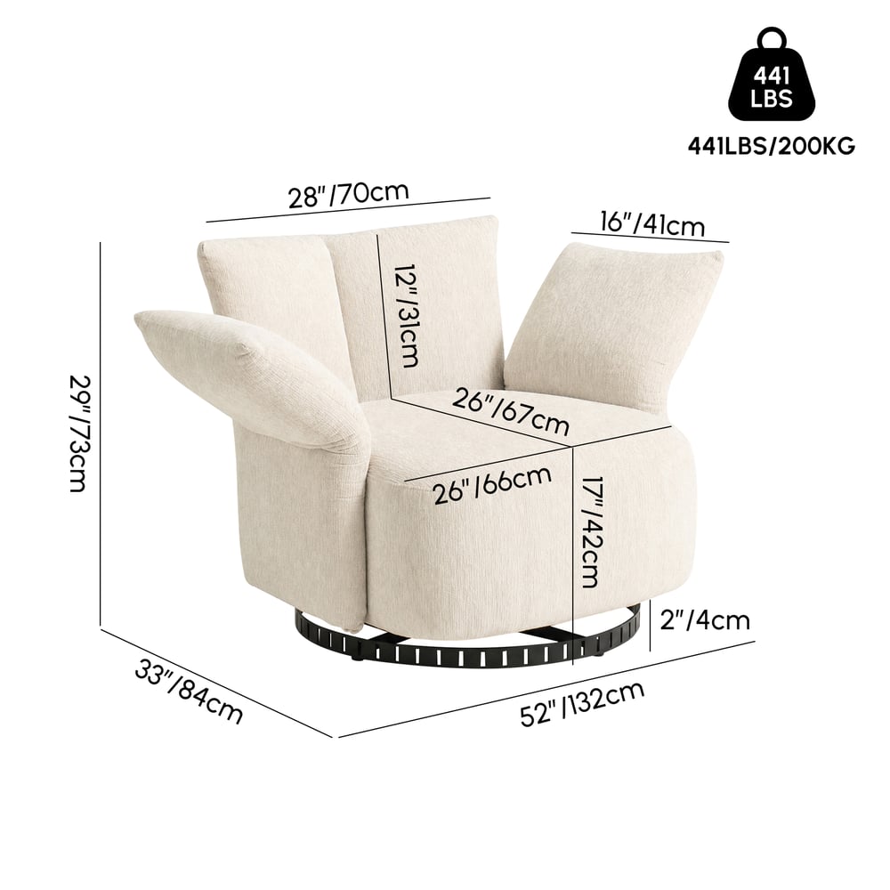 Performance Chenille Swivel Accent Chair with Adjustable Armrest weights dimensions image