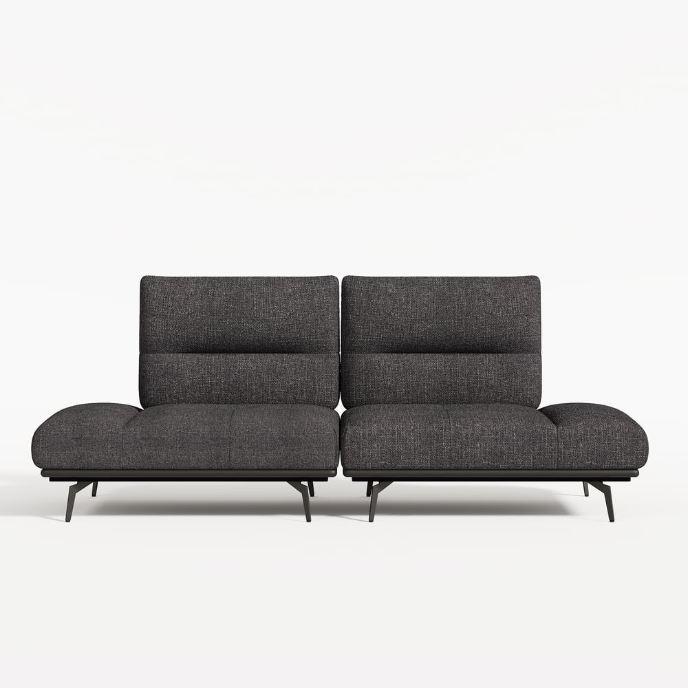 2-Piece Yarn-Dyed Fabric and Faux Leather Reclining Sectional Sofa window image
