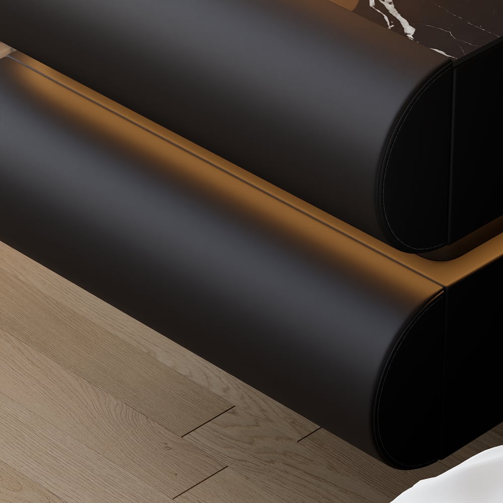 Humply Floating Leather 2-Drawer Smart LED Nightstand with Sintered Stone Top window image