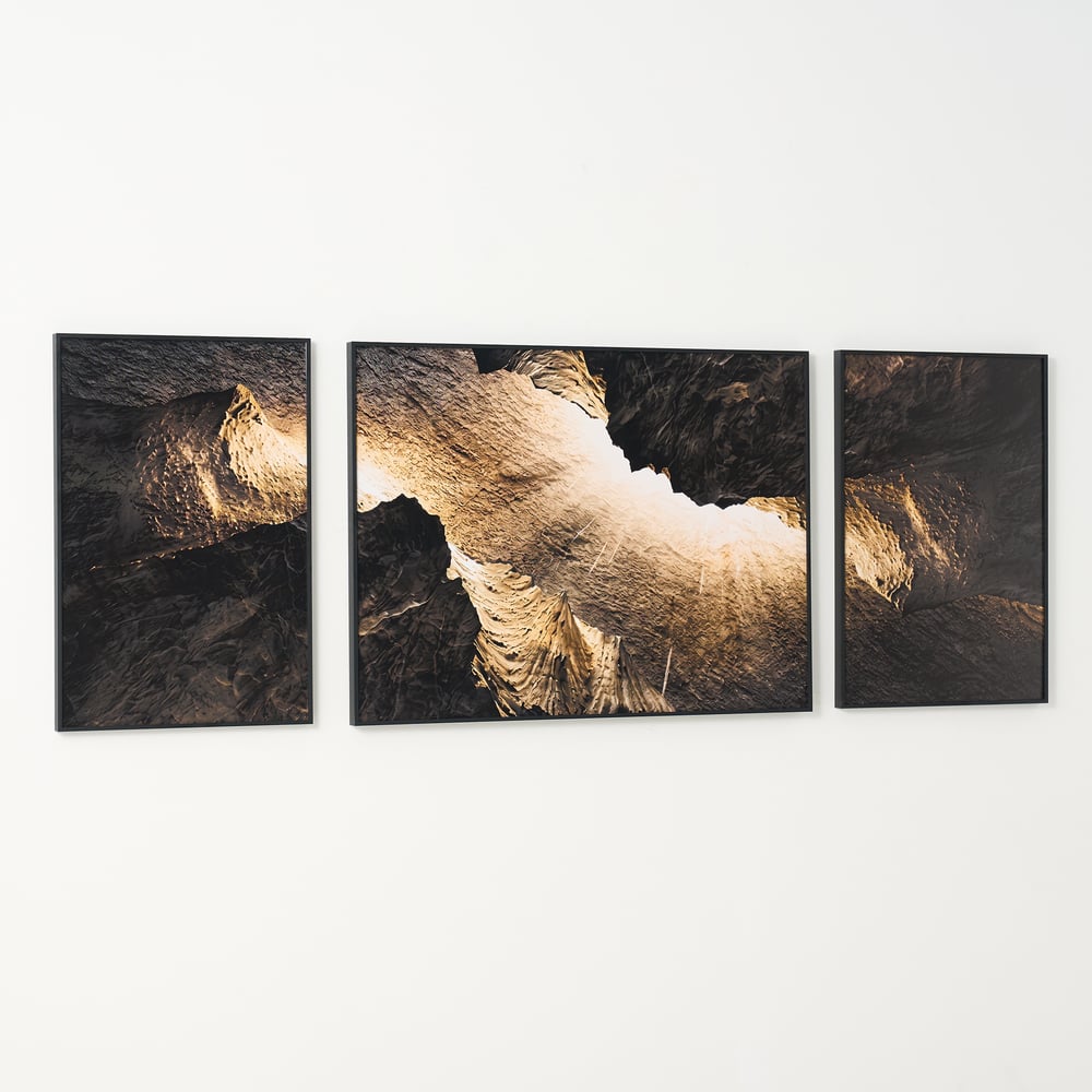 3-Piece Framed Abstract Canvas Wall Art Set with Black Aluminium Frames window image