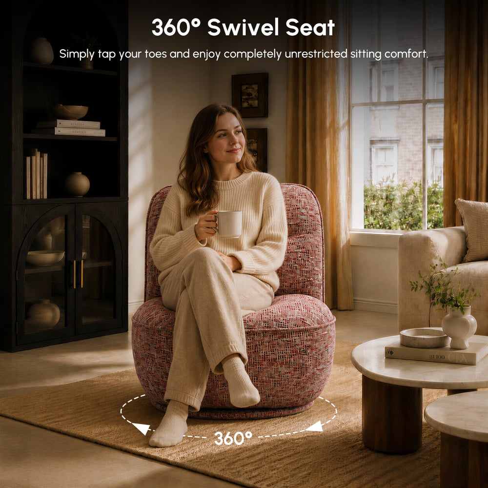 Performance Linen Swivel Slipper Accent Chair window image