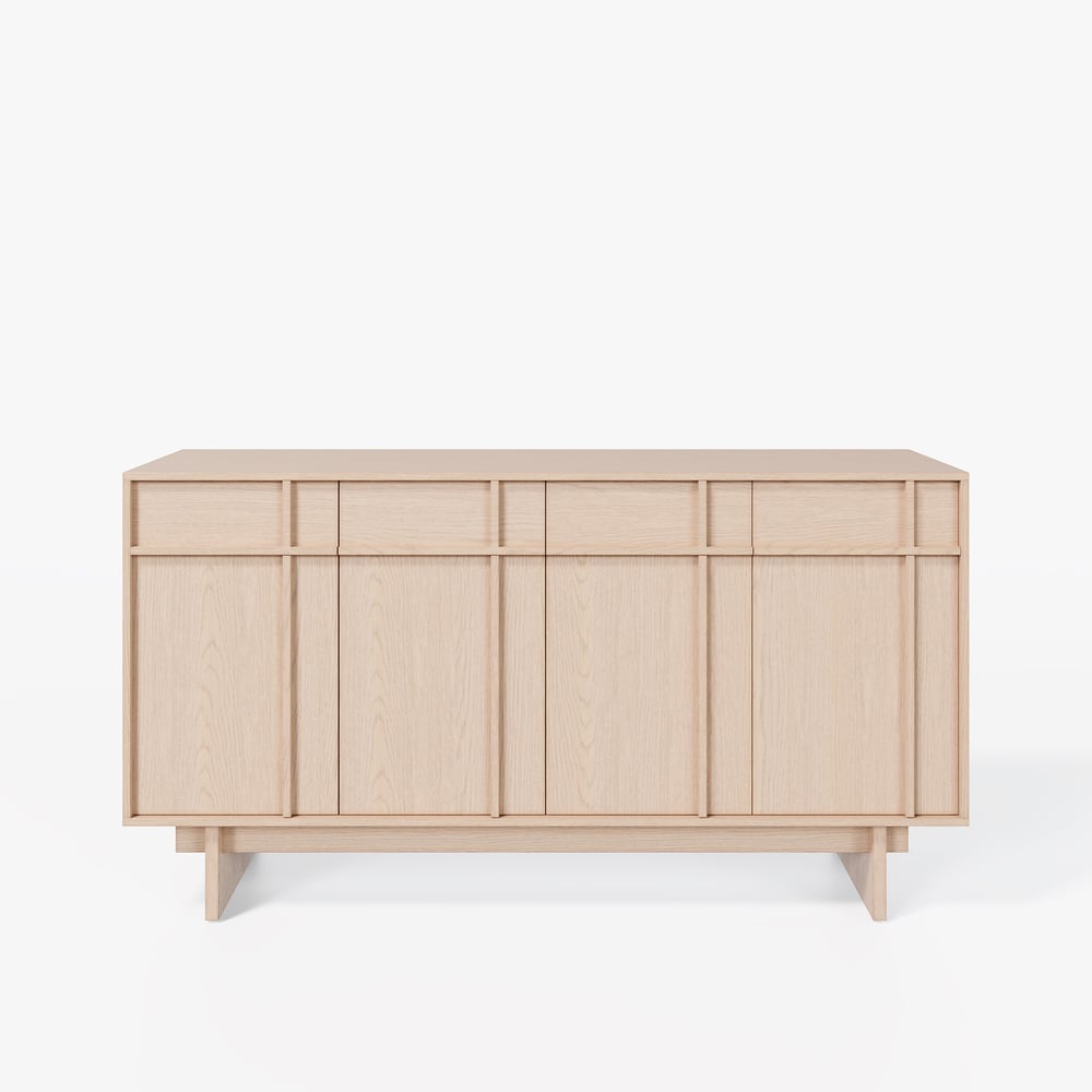 Mid Century Modern 60" Natural Wood Sideboard with Storage & Adjustable Shelves window image