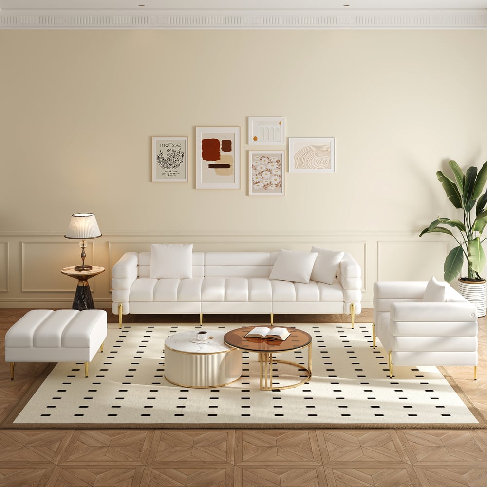 Axial 3-Piece Sofa Set of Chaise Sofa with Ottomans & Accent Chair window image