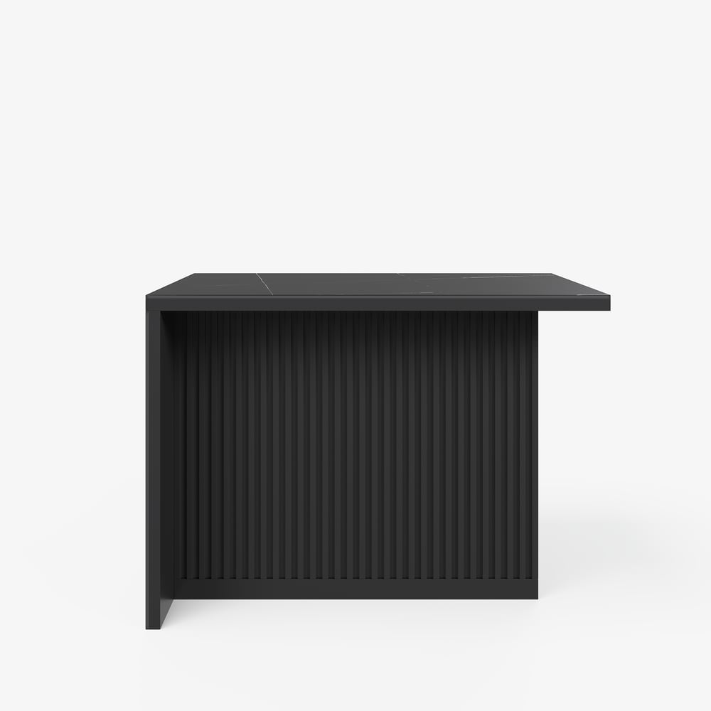 Modern 50" Matte Sintered Stone Kitchen Island with Storage, Black window image