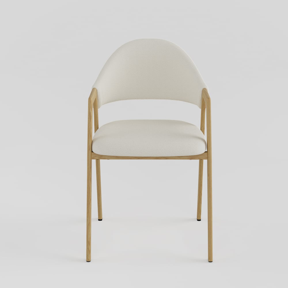 Modern Warm White Boucle Dining Chair with Upholstered, 2 Pieces window image