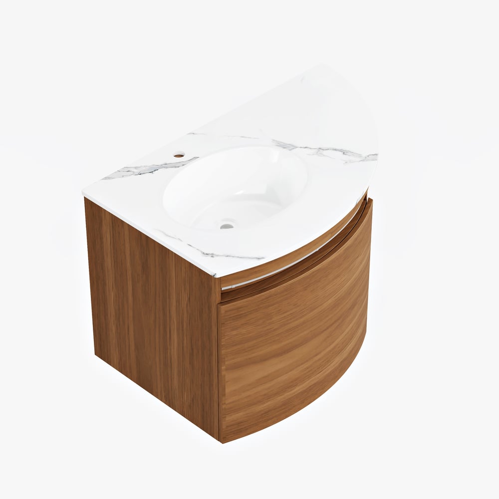 Meuble-lavabo de salle de bain d'angle de 91cm avec rangement et capteur de lumière à DEL image de fenêtre