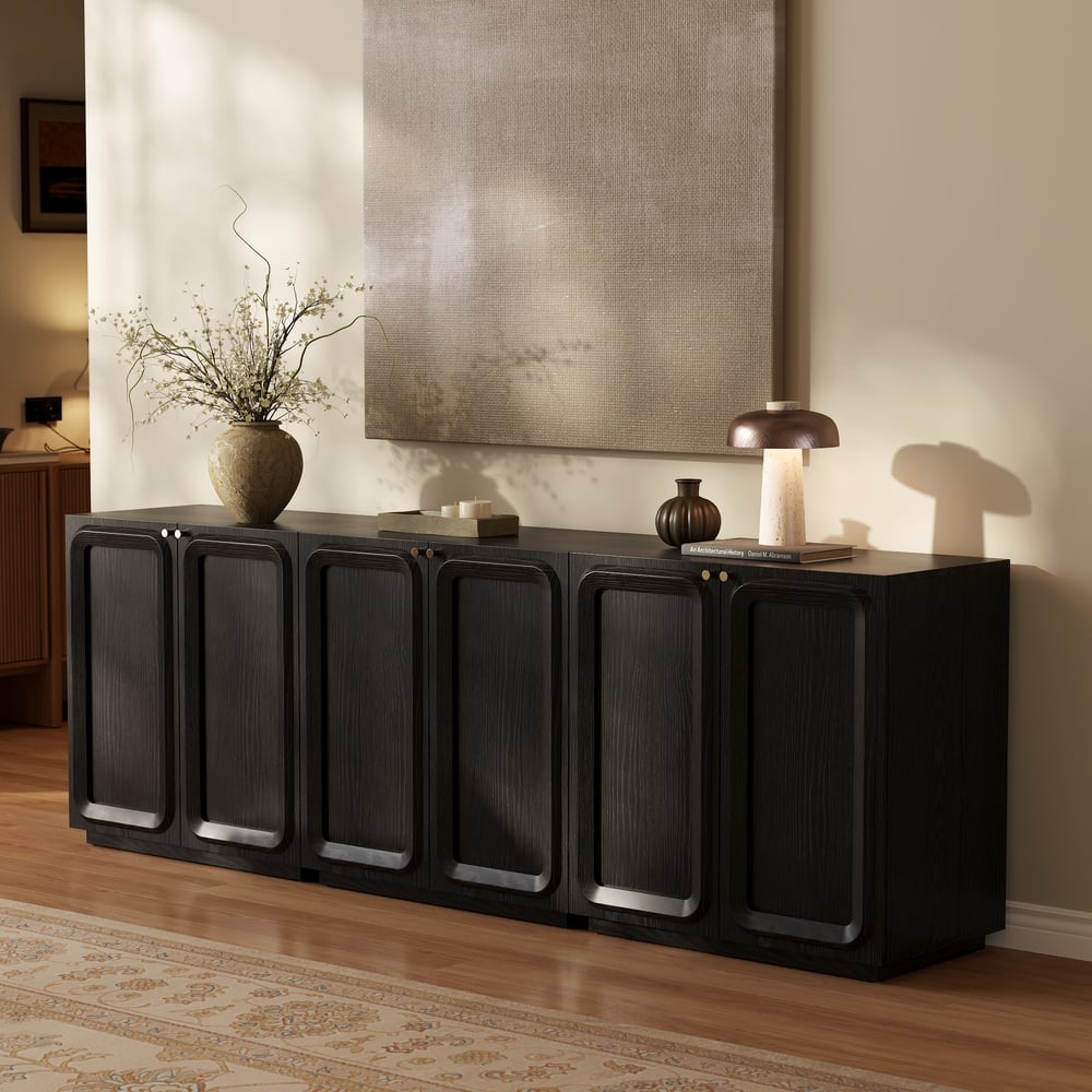 94" TV Stand with Chest Cabinet with Storage window image