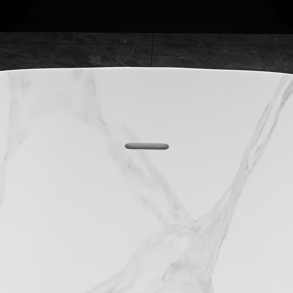 47" Japanese-style irregular freestanding stone resin soaking bathtub, marble effect window image