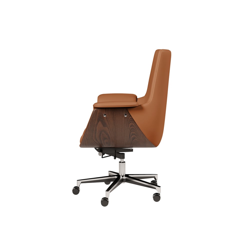 Black Double Desk with Drawers & 2 Brown PU Leather Modern Home Office Chairs window image