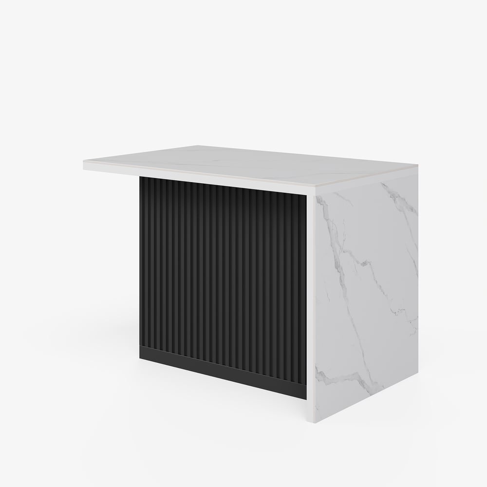 Modern 1270 mm Glossy Sintered Stone Kitchen Island with Storage, White & Black window image