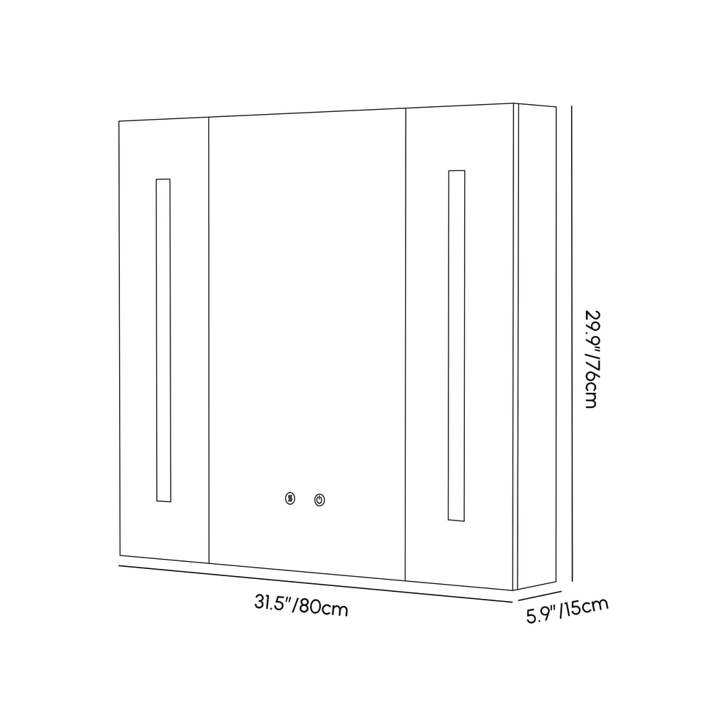 Modern 31.5" Wall-mounted LED Bathroom Medicine Cabinet Vanity Mirror with Storage weights dimensions image