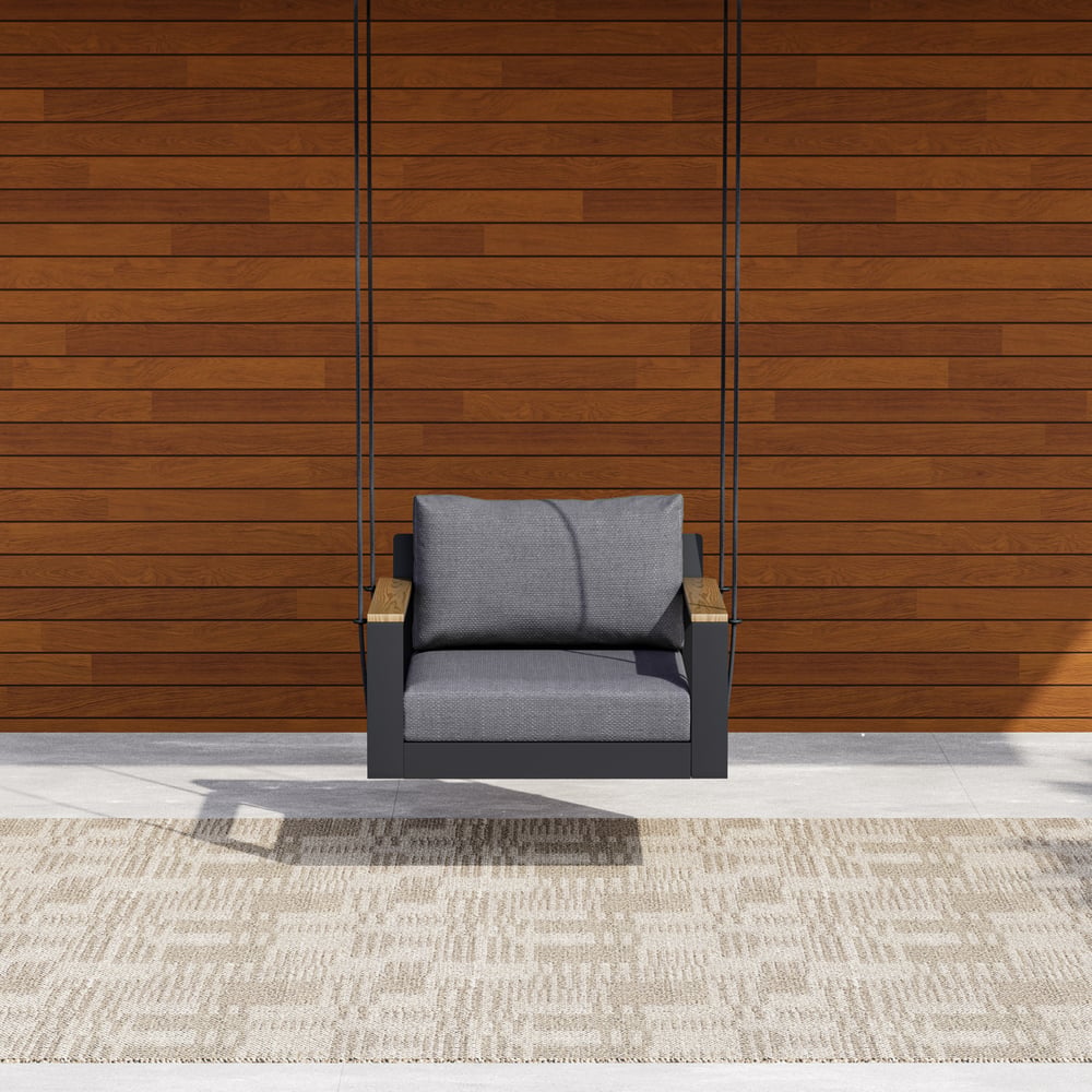 Tevara Outdoor Swing Sofa in Dark Gray with Cushion & Black Cover window image