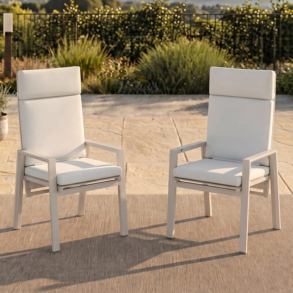Outdoor Aluminium Reclining Dining Chairs in Sand, Set of 2 window image