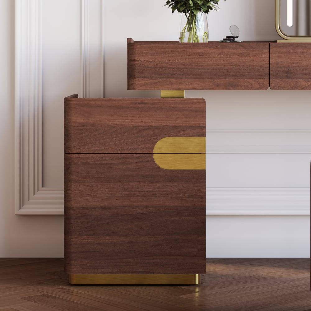 Horva Extendable Walnut Makeup Vanity Set (57"–73") window image