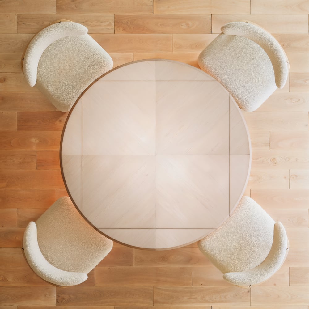 36"-47" Solid Whitewash Wood Extendable Dining Table with Light window image
