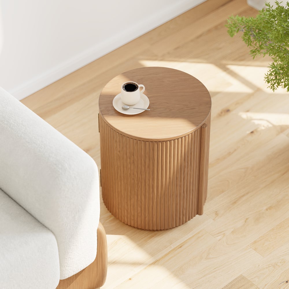 Round Fluted Side Table with Storage window image