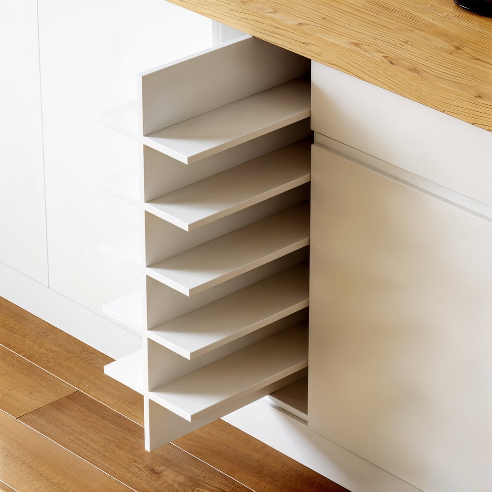 72" Japandi Style Wood Kitchen Island with Multi-Storage and LED Light Natural & White window image