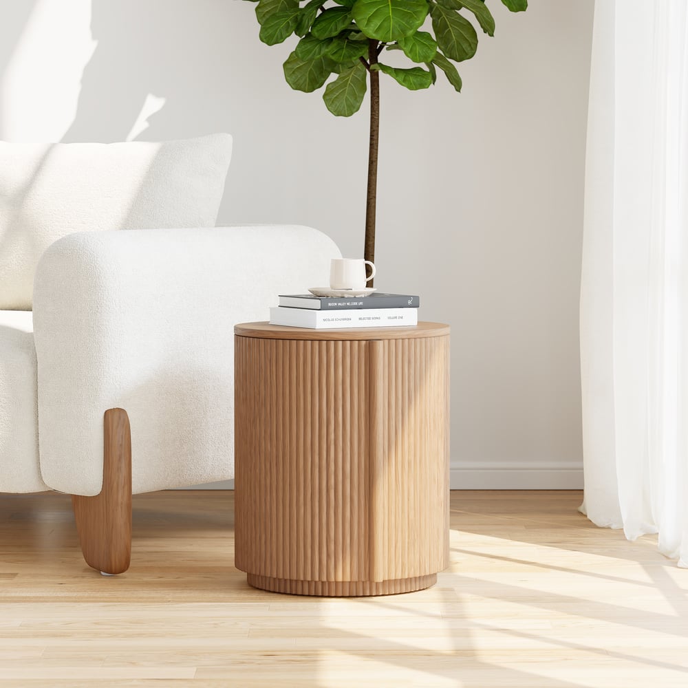 Round Fluted Side Table with Storage window image