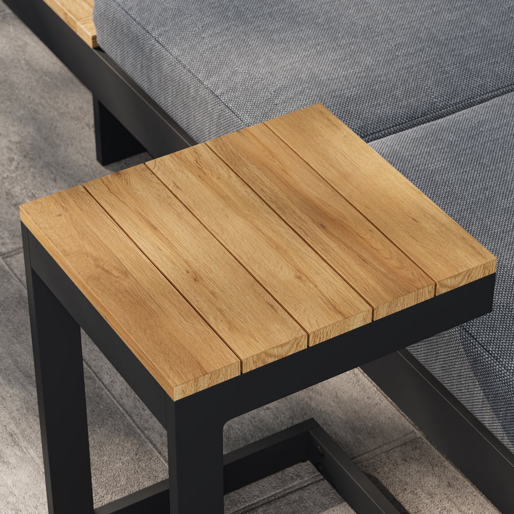 Tevara Outdoor Teak & Aluminum Solar Side Table (17") window image