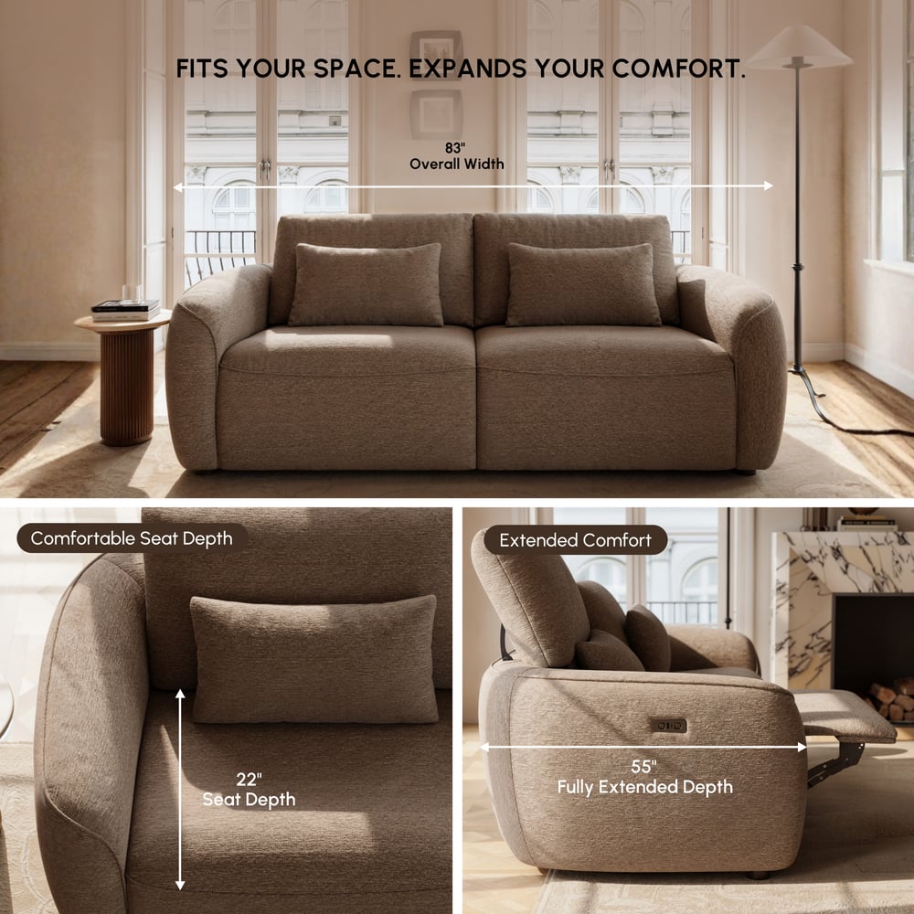 212cm 2-Seater Pet-Friendly Chenille Power Reclining Sofa with Adjustable Backrest window image