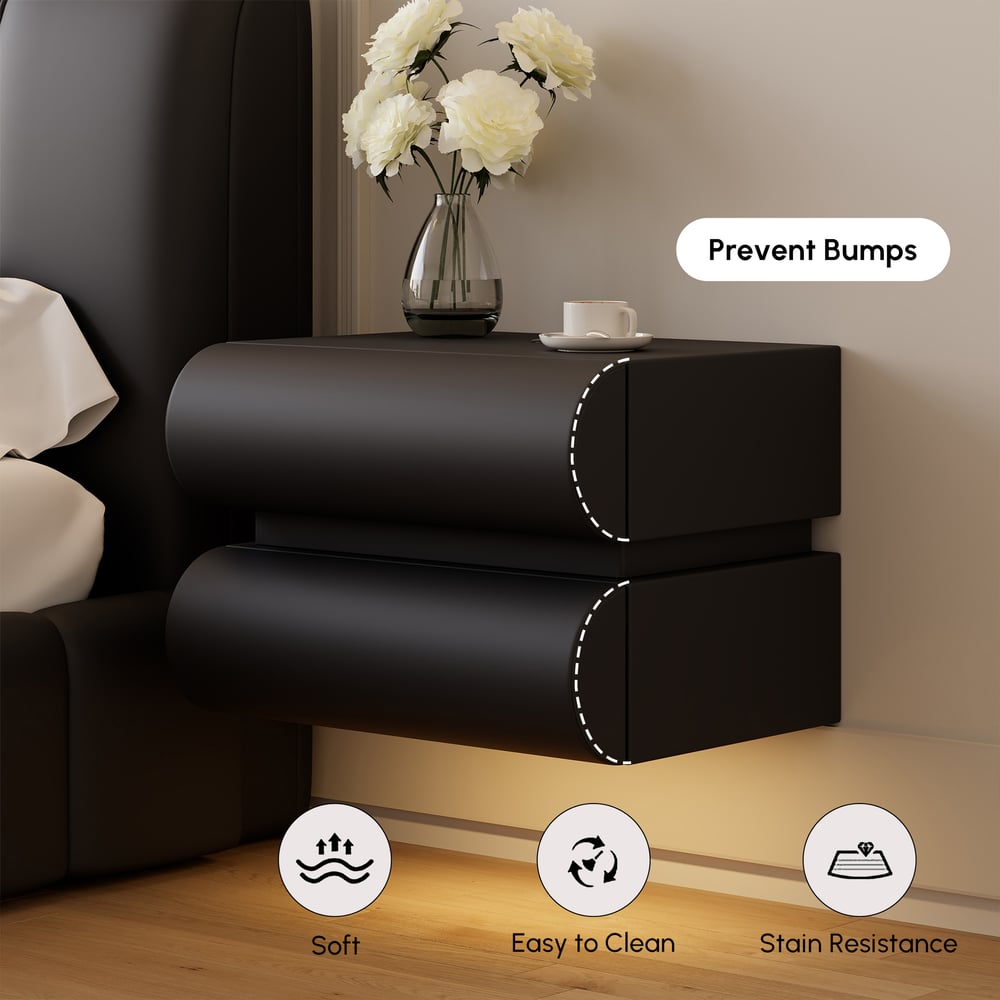 Comodino Intelligente Sospeso in Pelle Humply con Cassetto Immagine della finestra