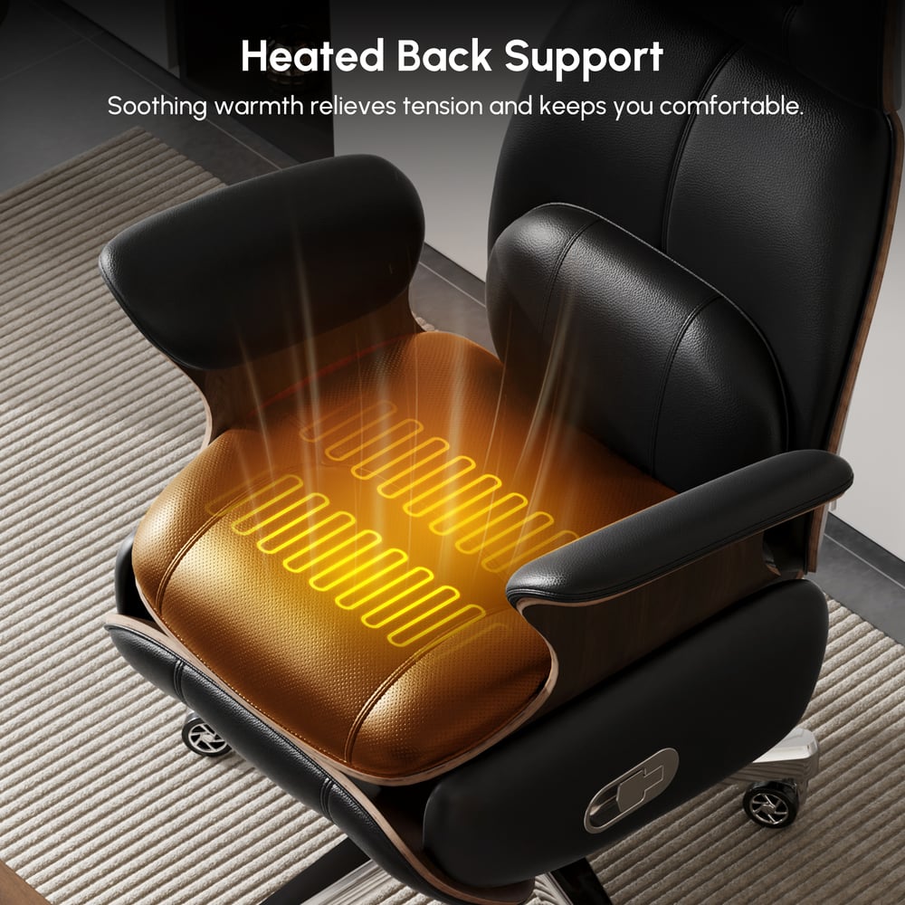 Black Genuine Leather Power Reclining Executive Office Chair Swivel Office Desk Chair window image