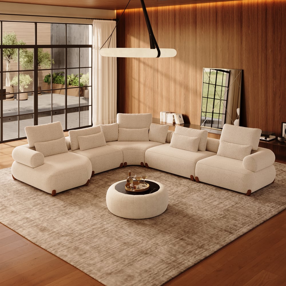 L-Shaped Chenille Adjustable Backrest Sectional Sofa window image