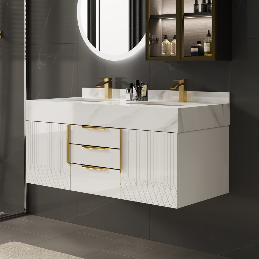 Aro 120cm Floating Double Bathroom Vanity with Sink and Sintered Stone Top window image