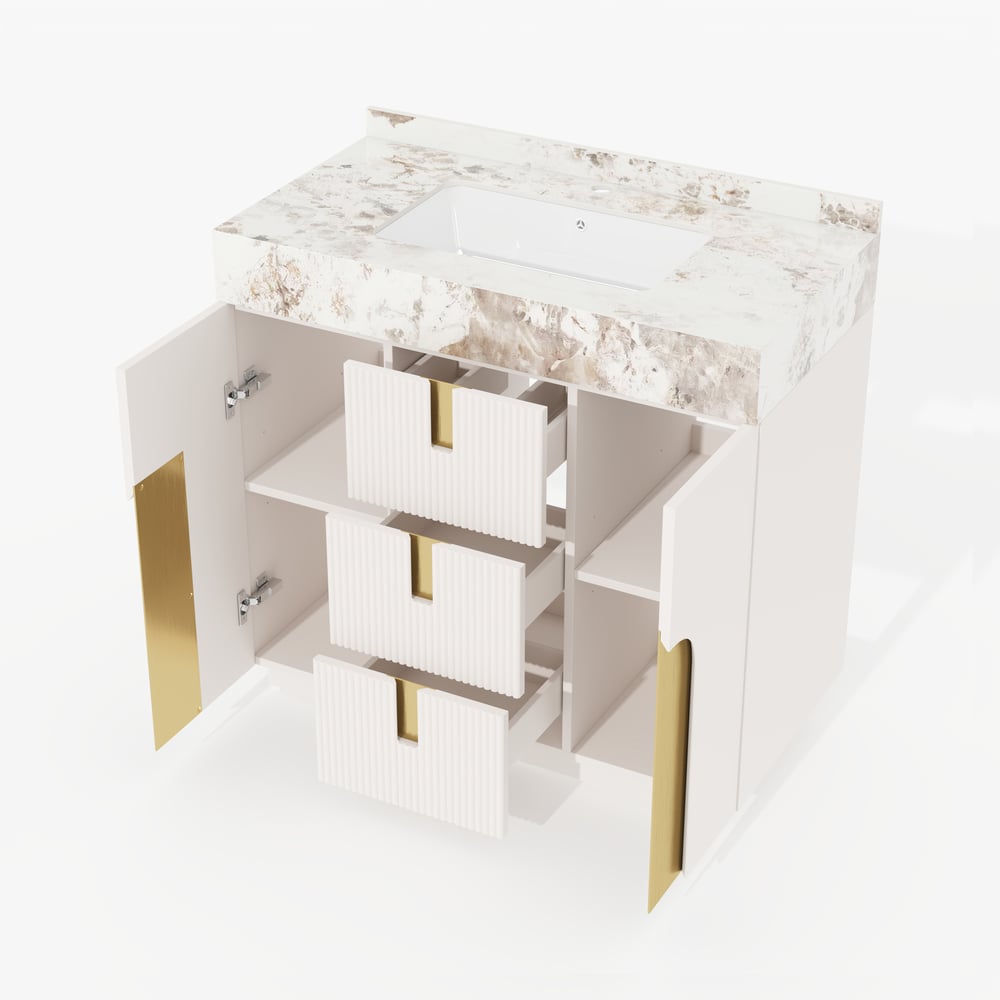 915mm Artus Freestanding Bathroom Vanity Single Sink Vanity Cabinet Sintered Stone Top window image