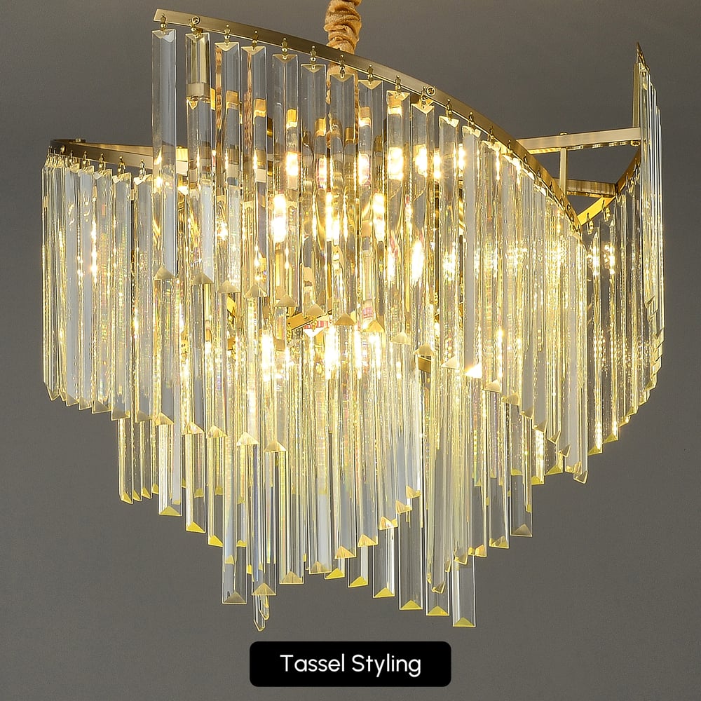 Spiral Art Modern 10-light Crystal Chandelier with Adjustable Chain in Gold window image