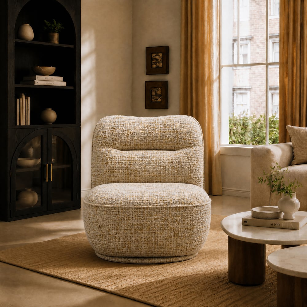 Performance Linen Swivel Slipper Accent Chair window image