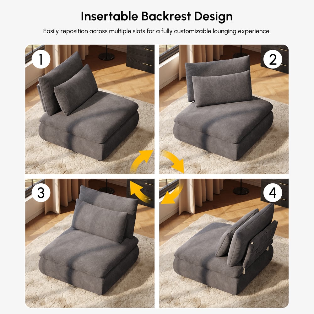 36" Chenille Slipper Accent Chair with Hidden Storage & Removable Backrest window image