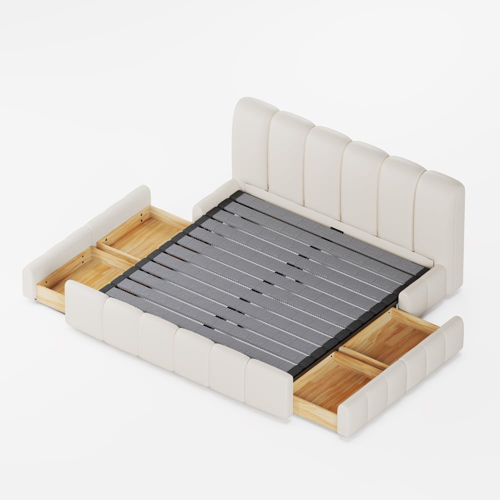 Humply Queen Faux Leather Storage Bed with Drawers window image