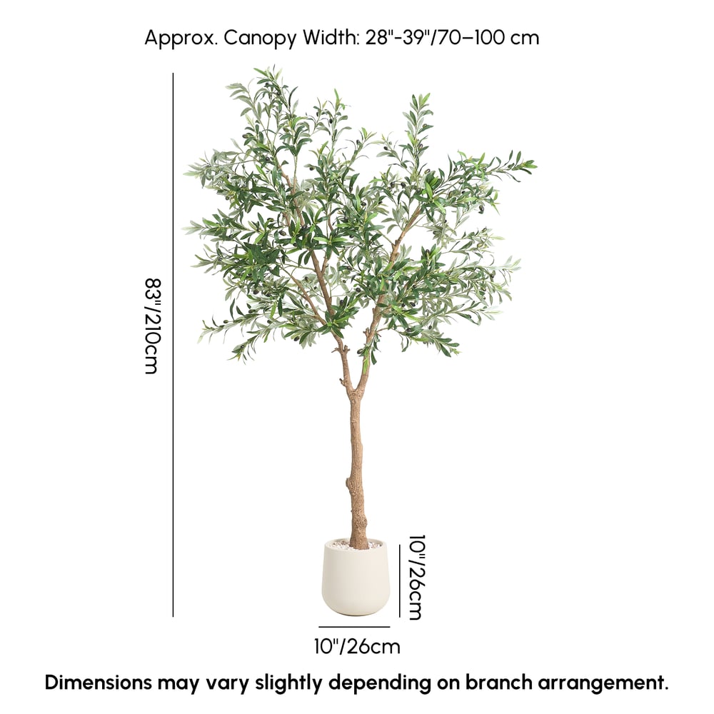 7ft Artificial Olive Tree with Planter and Decorative Pebbles weights dimensions image