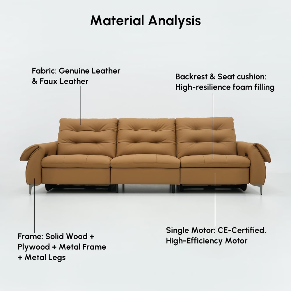 118" 3-Seater Genuine Leather Power Reclining Sofa with USB & Type-C window image