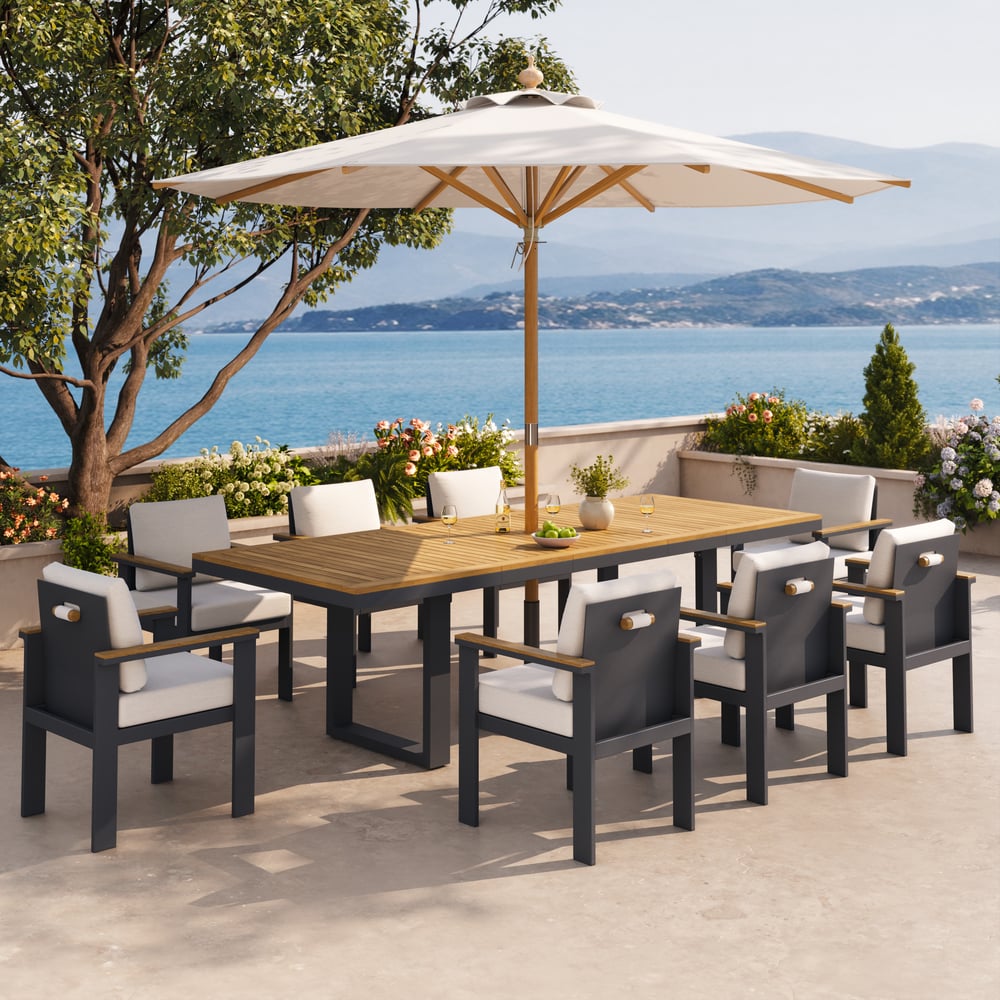 Tevara Outdoor Extendable Teak & Aluminium Dining Table window image