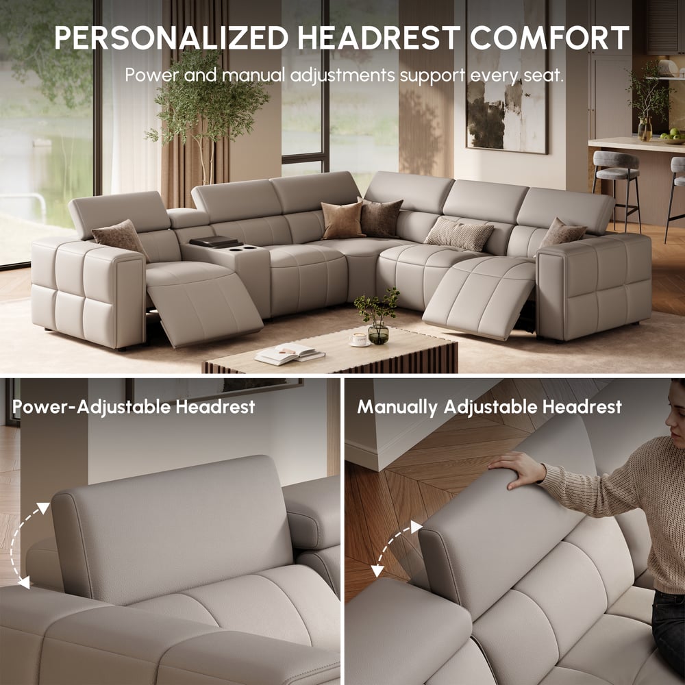 Genuine Leather Built-In Cooler Power Reclining Sofa window image
