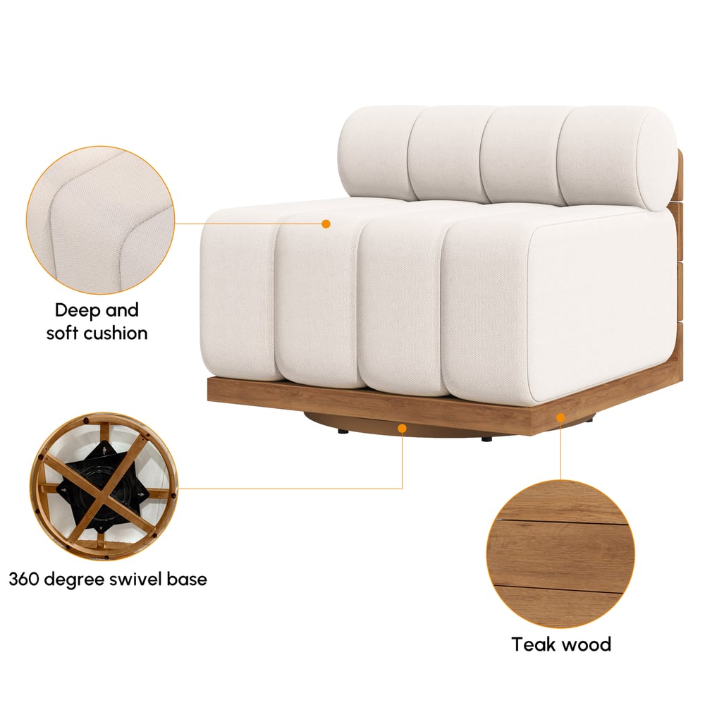 Resaro Outdoor Teak & Aluminium Swivel Lounge Chair window image