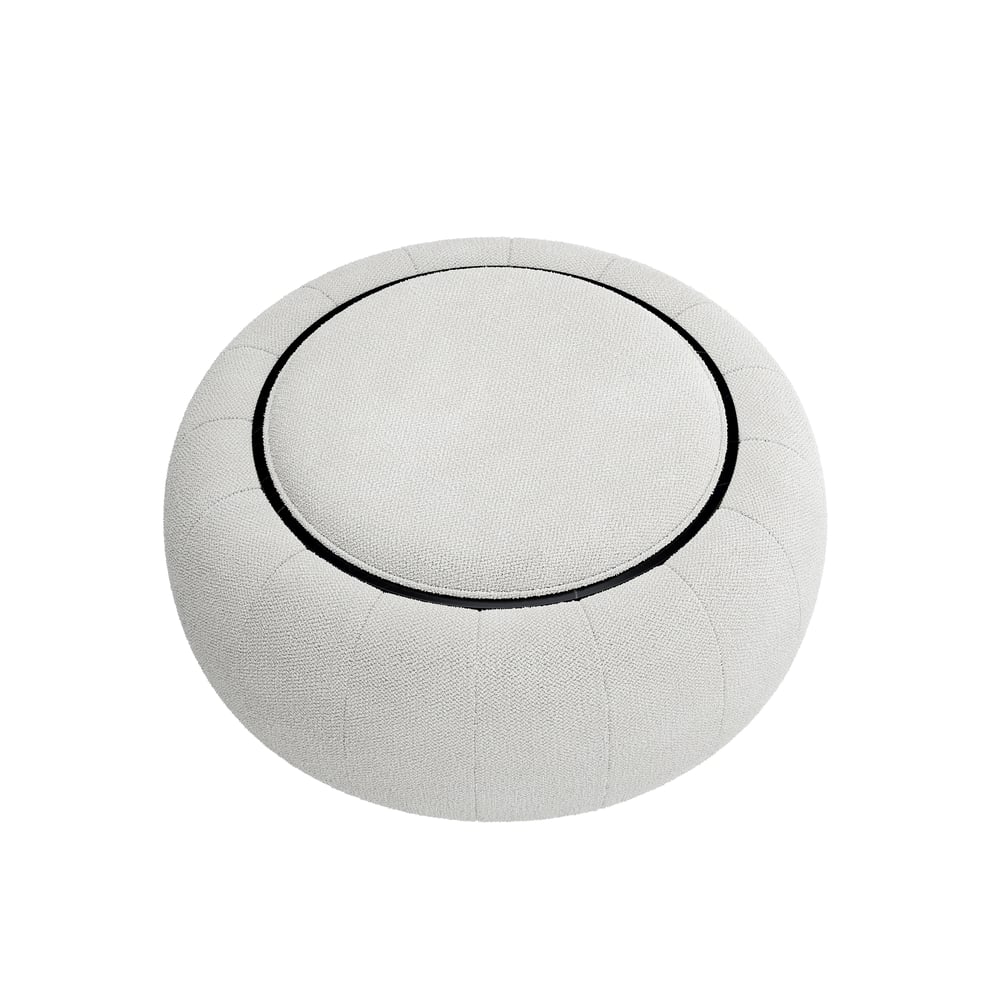 Modern 39" Round Performance Chenille Ottoman Coffee Table with Hidden Storage window image