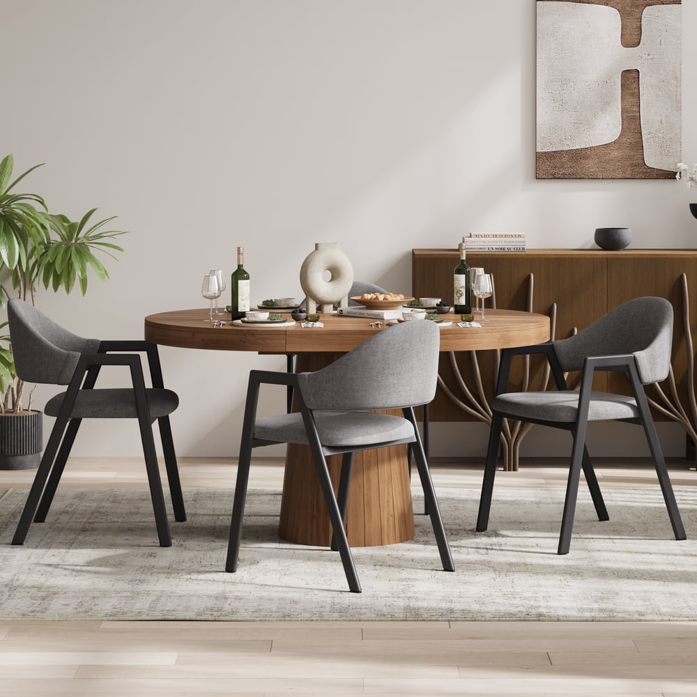 Customer Reviews for Gray Linen Upholstered Dining Chair Curved Back Chair Set of 2